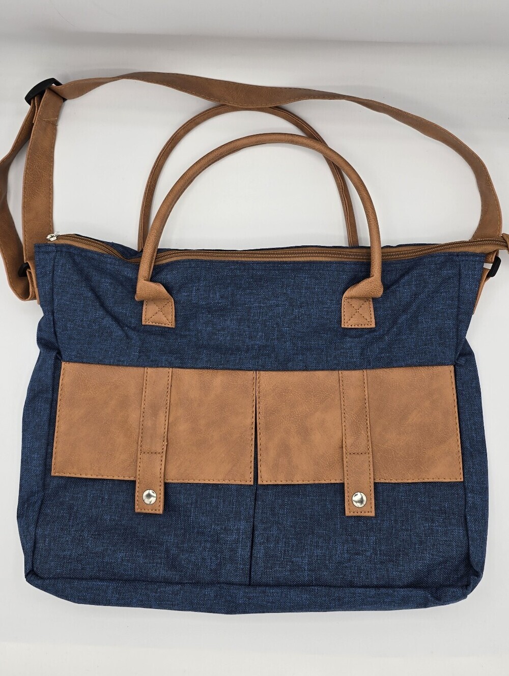 AARP - Classic Courier Laptop Denim Blue/Tan Messenger Tote Crossbody Bag